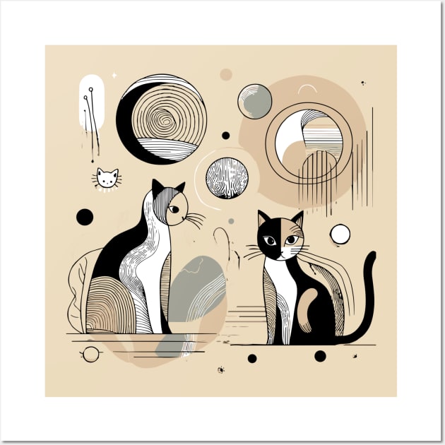 Abstract cats Wall Art by zeevana